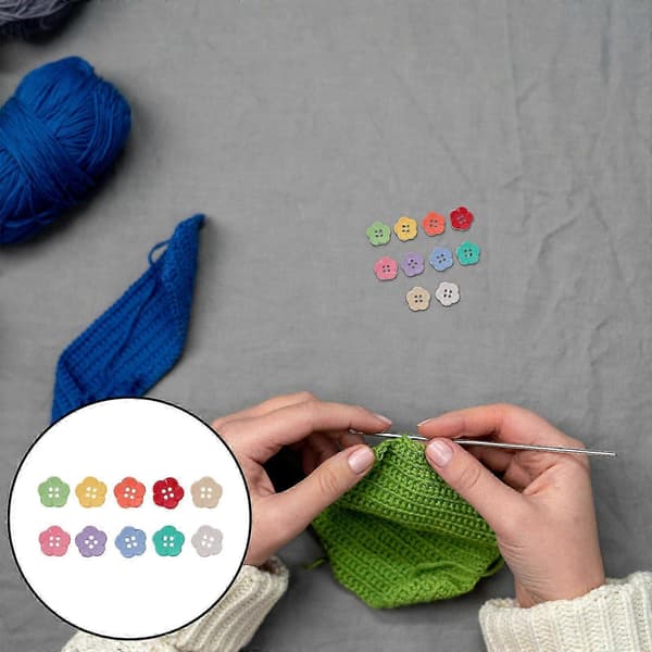 100 st blomknappar: Färgglada blomformade knappar - Dekorativa sömnadsprydnader för DIY-scrapbooking, pyssel, skjortor och kläder (Peng)