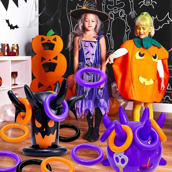 Halloween Ringkast-spil Oppusteligt uhyggeligt træ og heks-kastespil til børn (Peng)