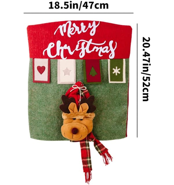 Festligt julstolsöverdrag, tecknad design, 12-pack, 50cm x 30cm (Pe)