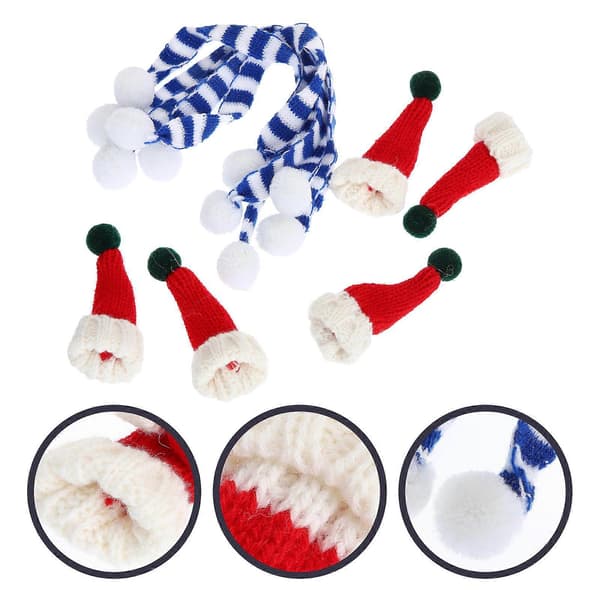 Mini-tomteluvor stickad mössa för juldekoration 5-pack i blandade färger (Peng)