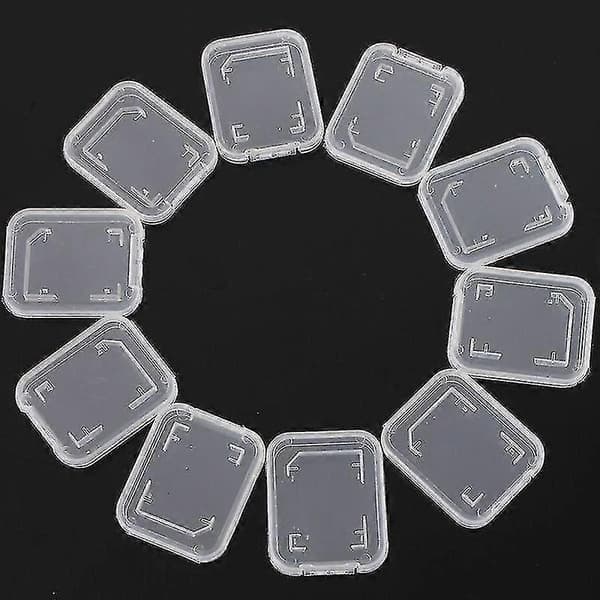 10 st/set SD SDHC minneskort genomskinlig förvaringsbox skyddsfodral hållare (Peng)