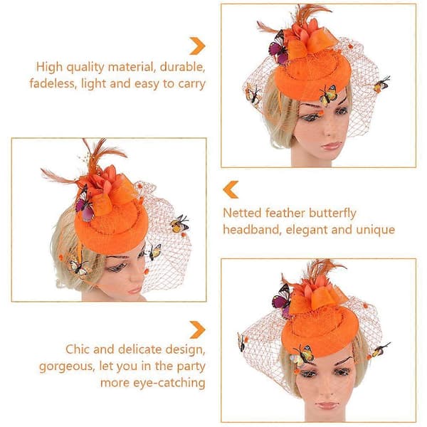 Bröllopshårband med nät-minihatt för kvinnor, 1 st accessoar (Peng)