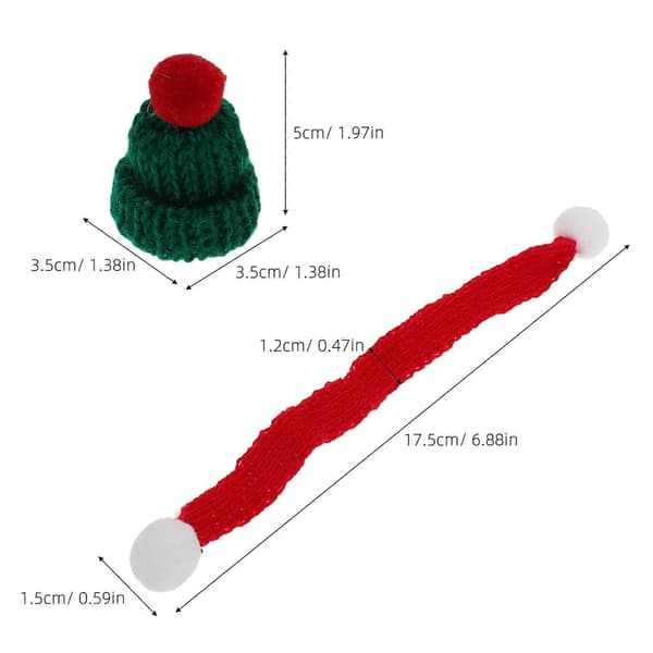 Miniature jule-strikhatte og halstørklædesæt til julepynt 1 sæt (Peng)