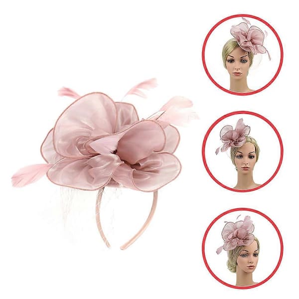 Rosa Fascinator-hatt blommig fascinator-hårband för tebjudning (Peng)