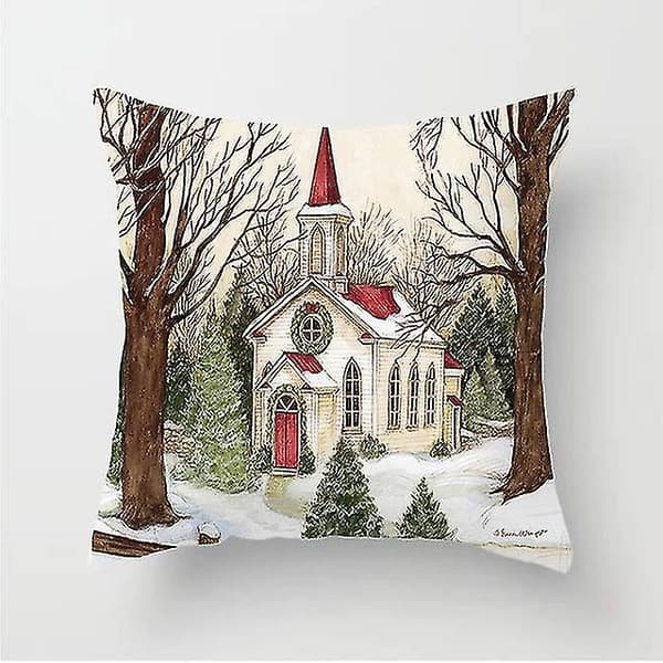 Set med 4 julkuddfodral 45x45 cm för juldekoration julpynt bilar T (Peng)