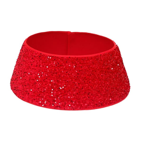 Juletræsfodskjuler Julepynt Julefest Dekoration Glitrende (Peng) Red L