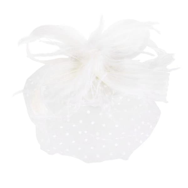 Mesh-nät och fjäder-fascinator för bröllopsfrisyr - c (Peng) White