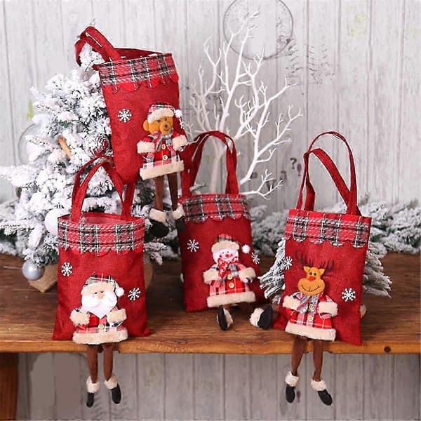 4 st godispåsar juldekoration, jul jultomte- presentpåse julpynt barn julfesttillbehör (pingvin)