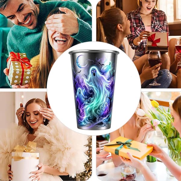 Halloween Termosensorisk Kop Spøgelsesdesign Skifter Farve Opvarmet (Pe)