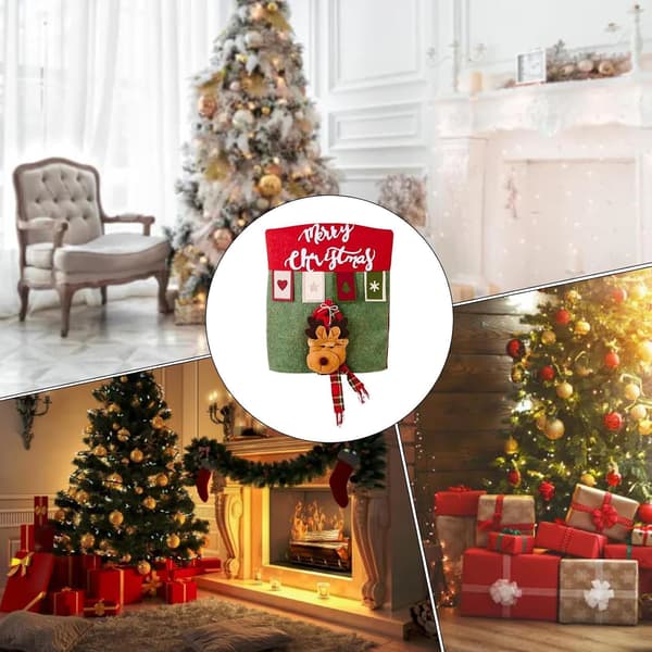 Festligt julstolsöverdrag, tecknad design, 12-pack, 50cm x 30cm (Pe)