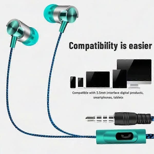 In-ear flätade trådbundna hörlurar 3,5 mm universellt in-ear-headset med flätad sladd (Peng) 10