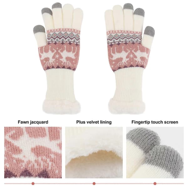 Julehandsker til kvinder, 2 par vintervarme strikkede handsker med delt finger (Peng)
