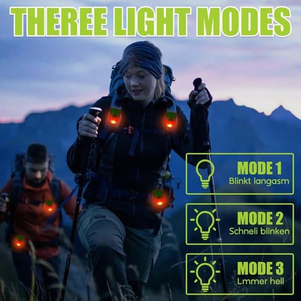 Clip-on LED-lys til skoletasker - Blinkende LED-clips - Reflekterende - Til skoletasker, rygsække, vandring, løb (Pe)