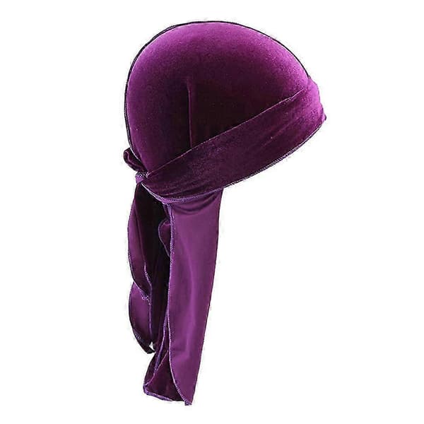 2 X Elegant Durag-huvudbonad i sammet med lång svans för dam och herr (Peng)