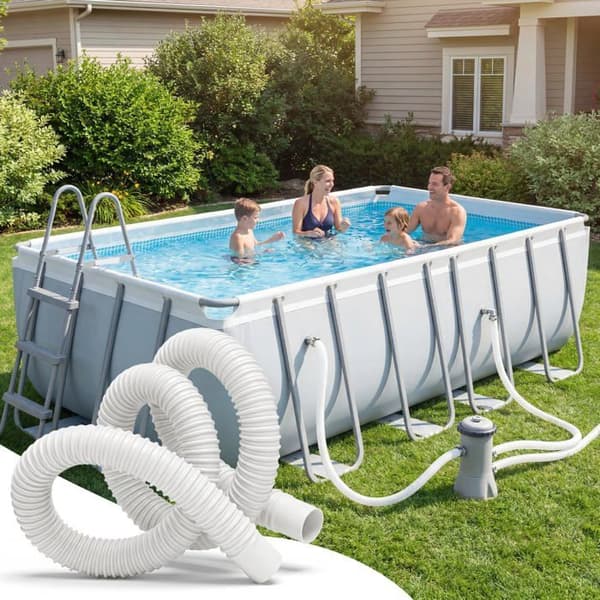 32mm-2 Poolslang, Vit, 150cm - Med metallklämmor för Intex Bestway - Slang Nonely (Pe)
