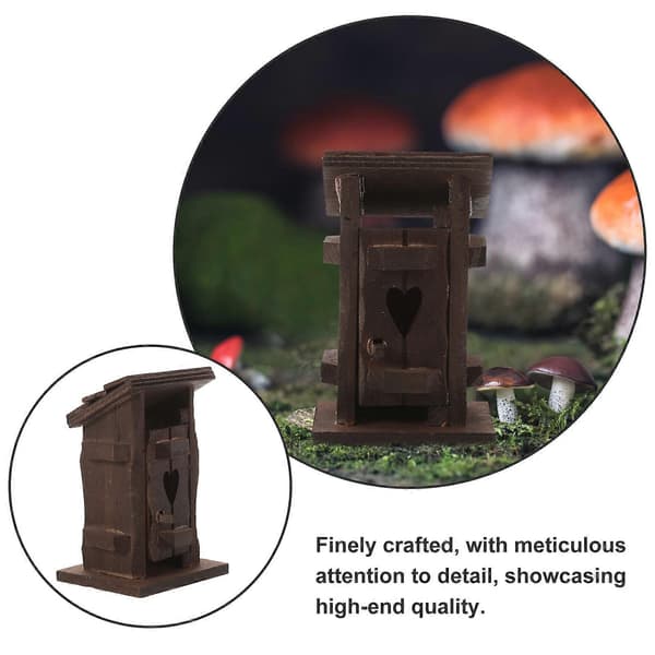 DIY Miniature Træhus Stråtækt Hus Statue Dukkehus Badeværelse (Peng)