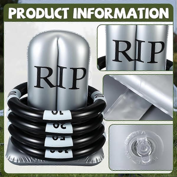 4-pak Halloween ringkast-spil med oppustelige RIP-gravsten (Peng)
