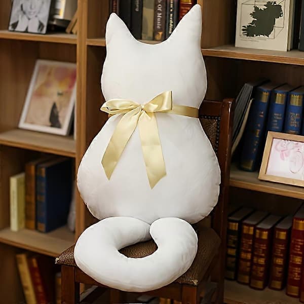 Plyschleksak svart kattkudde med rosett kattdocka present (Peng) black