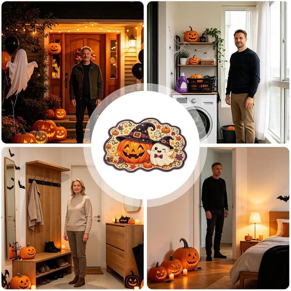 Gotisk Halloween-dörrmatta, halkfri, säsongsdesign, 45x76 cm, 2-pack (Pe)