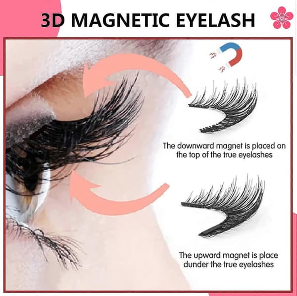 Magneettiripset, 3D-tekoripset, magneettinen tekoripsisarja apupinseteillä ja rasialla (Peng) Black