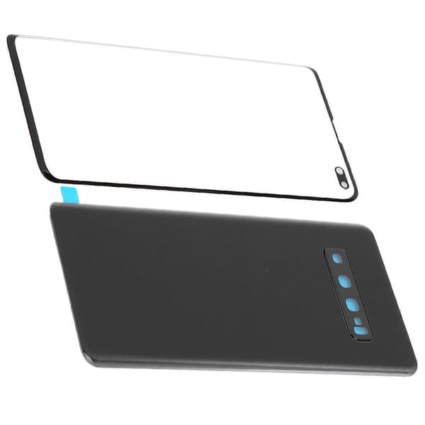 Mobiltelefon bagside glascover og ydre glaspanel udskiftning til S10+Plus (Sort) (Peng)