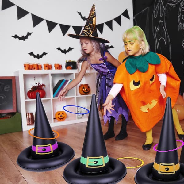 WENYI Uppblåsbart häxhatts-ringkastningsspel för jul och Halloween för barn och vuxna (Peng)