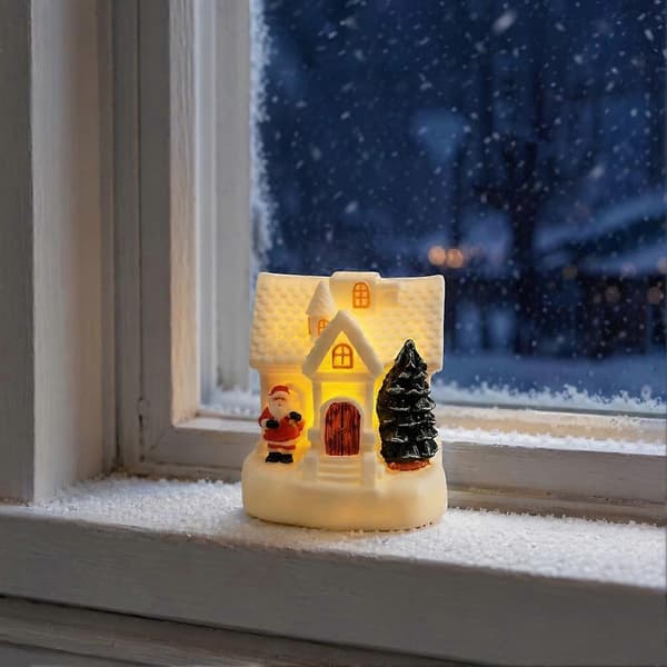 Julgransfigur LED-husstaty Julbordsdekoration Jultomte Julgran Vinter samlarfigur (Peng)