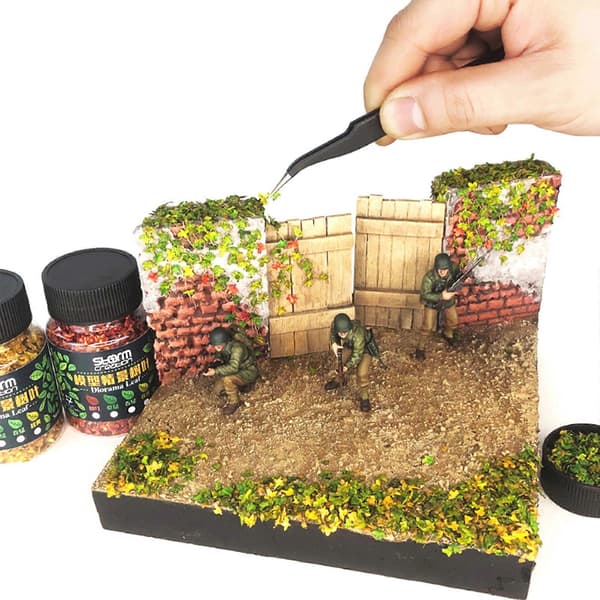 Multifunktionelt miniature-blad-sæt til modeljernbane, have og diorama-dekoration, forårsgrøn (Peng) Spring Green