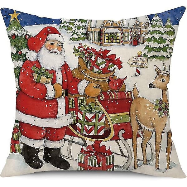 Set med 4 julkuddfodral 45x45 cm för juldekoration julpynt (Peng)