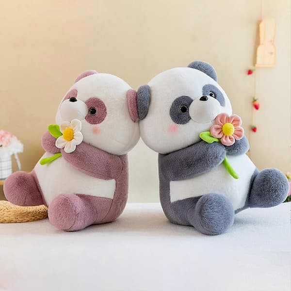 Sød simuleret panda-dukke plyslegetøj tegneserie sofapude dekorationer pynt (Peng) Pink