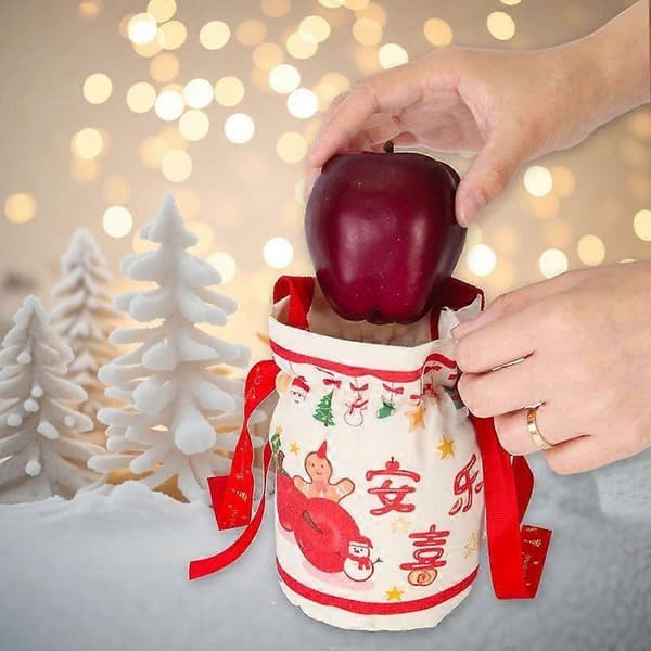 Z10 julepynt, børnehave juleaften æbleposer, børnetasker til gaver, lærredsslikposer V (Peng) snowman