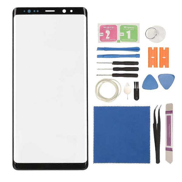 Udskiftning af forreste ydre glaslinse til mobiltelefon, reparationssæt til frontglas til Galaxy Note 8 Sort (Peng) Solid Normal