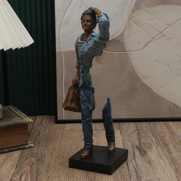 Konstfigur prydnad resenär skulptur skrivbord abstrakt figur staty prydnader heminredning (Peng) B