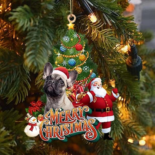 Hundprydnad med jultomten - Julgransdekoration, 10 cm (Pe)