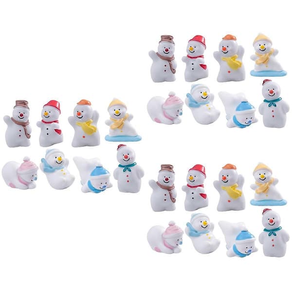 Snögubbe-figur i harts för juldekoration, 24 st (Peng)