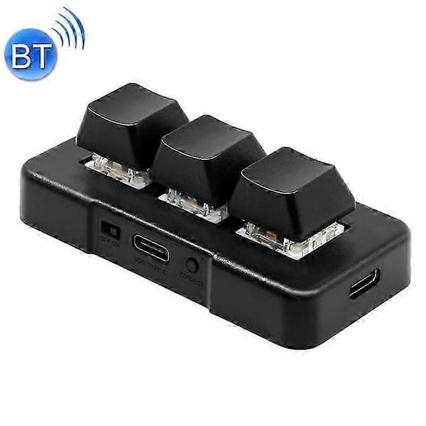 MK321BT Bluetooth 5.1 3-knappars anpassningsbar makro-knappsats för spel och kontor (Peng) Black