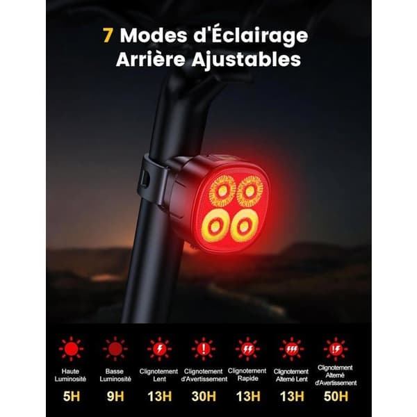 2000LM Super Bright Cykellygte, Genopladelig Cykellampe (Pe)