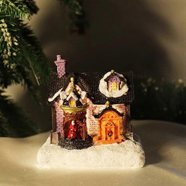 Julepynt, LED-oplyste julelandsbyhuse, honningkagehuse-figurer til julefest-dekoration A (Peng) A