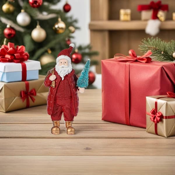 Juldekoration i harts föreställande jultomte för bil, röd figur (Peng)