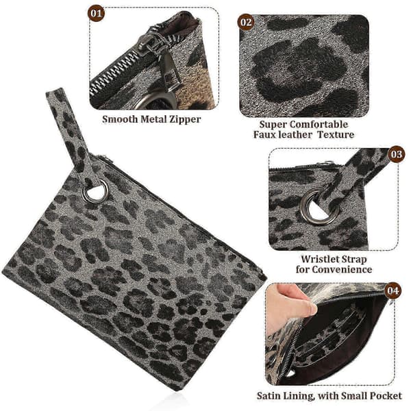 Leopardmönstrad handväska mode trendig handväska leopard trendig kuvertväska brun leopardmönster (Peng)