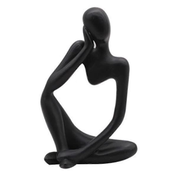 Simple Modern Mini Staty Prydnad Hemtillbehör Kreativ Skrivbordsdekoration för Kontor (Peng) Black Left Thinking