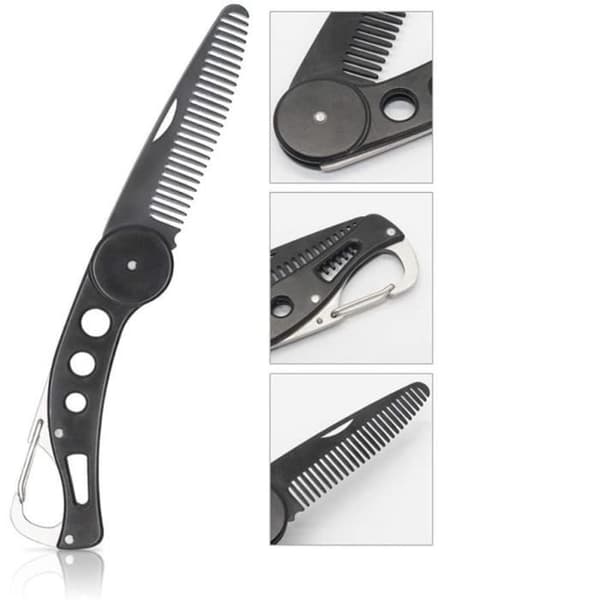 Fällbar skäggkam - Rostfritt stål - Ergonomisk design - Multifunktionell - Bärbar - Unisex (Peng)