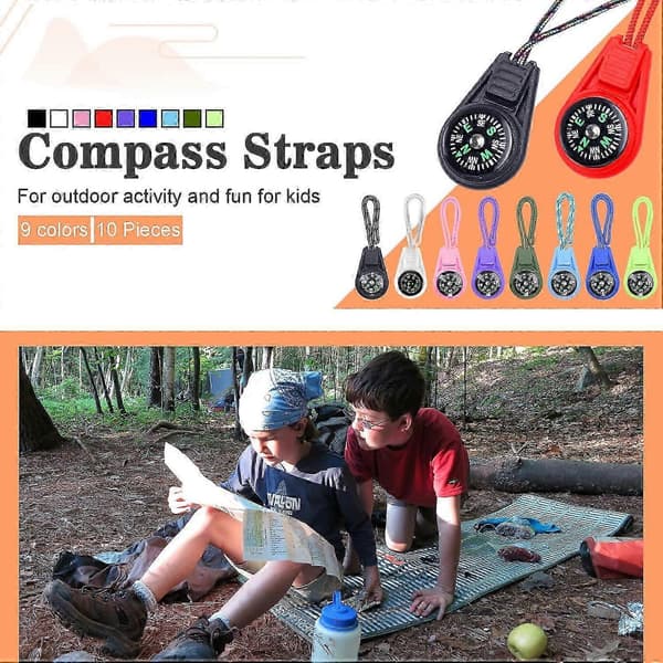 Minikompass för barn Kompassnyckelring Knappkompass Bulkkit Paracord Vandring Överlevnad Små kompasser Barn Scoutkompass (PE)