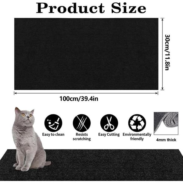 Kattklösbräda för soffa, klösskydd, kattsoffmattskydd, DIY klösmatta för 100x30cm, svart (Pe)