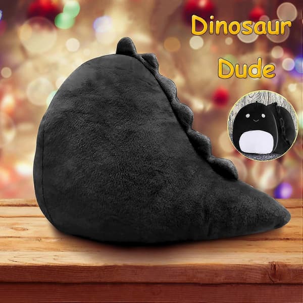 Dinosaur Plyslegetøj - 3D Sort Dino Tøjdyr søde dyr blød plys til børn gave (8 tommer dinosaur) (Sort) (Peng) Black