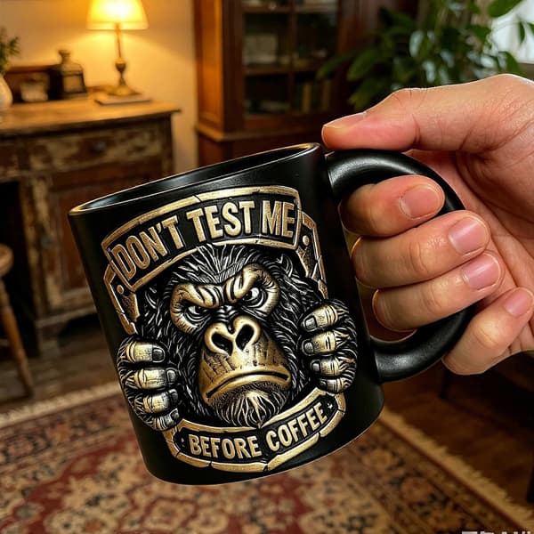 Gorillakaffemugg i harts, mångsidig dekoration för cafévisning (Peng) Style B