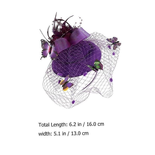 Mesh Mini-hatt hårspänne för kvinnor Lila 1 st Snyggt diadem (Peng)