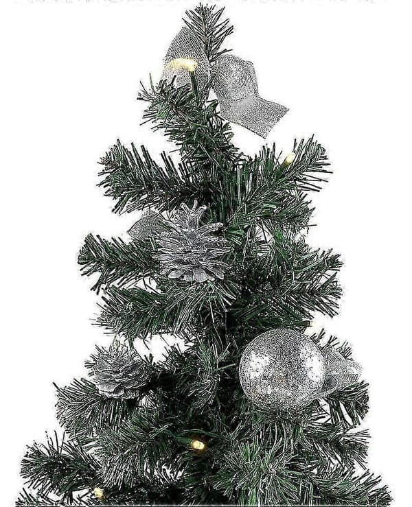 Julepynt - Dekoreret juletræ 20 cm med løkker og kugler (Peng)