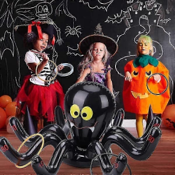 Oppusteligt edderkop-ringkastspil 12 tommer Halloween-fest pointspil til indendørs og udendørs brug (Peng)