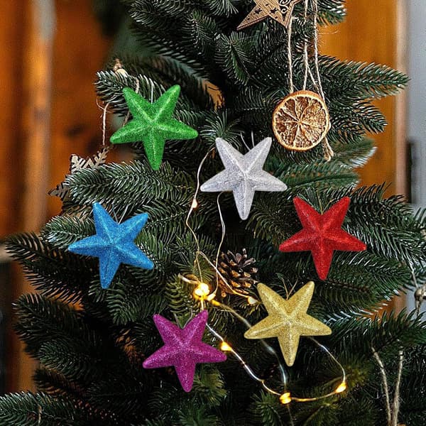 Färgglad glitterjulstjärnedekoration för inomhushängning (Pe)